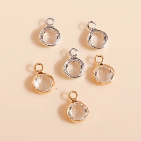 Runde Klare Strass Kristall Anhänger Zinklegierung Rahmen DIY Schmuckherstellung Zubehör Gold Silber Beschichtet Kleine Anhänger
