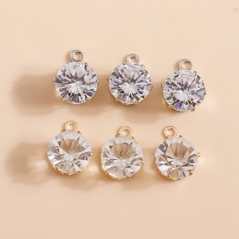 Runde Klare Strass Zinklegierung Charms Anhänger Eingelegte Geometrische DIY Zubehör Für Die Schmuckherstellung Handgefertigtes Handwerk