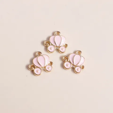 Enamel Pumpkin Carriage Alloy Pendants Cinderella Style Gold Plated Fairy Tale Charms For DIY Necklace Bracelet Making