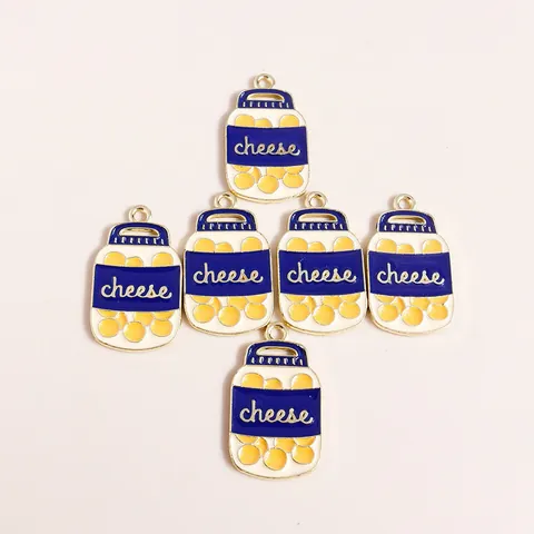 DIY Jewelry Making Zinc Alloy Enamel Cheese Can Pendant Only (Without Chain) Simulation Food Play Charm Jewelry Accessories