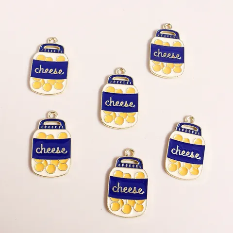 DIY Jewelry Making Zinc Alloy Enamel Cheese Can Pendant Only (Without Chain) Simulation Food Play Charm Jewelry Accessories
