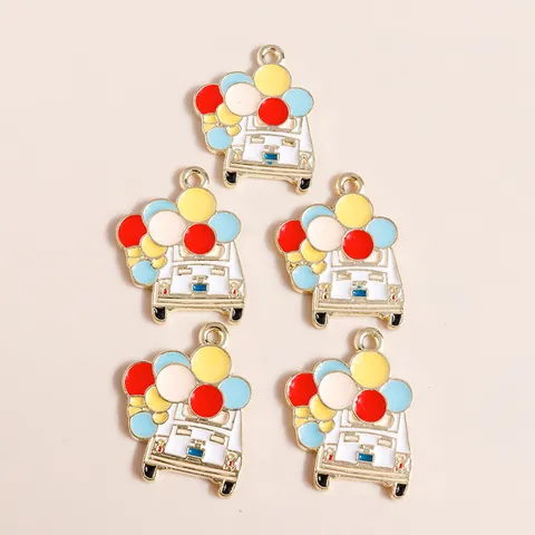 Alloy Enamel Balloon House Car Pendants For DIY Jewelry Making Cartoon Charms For Necklace Bracelet Making Craft Supplies