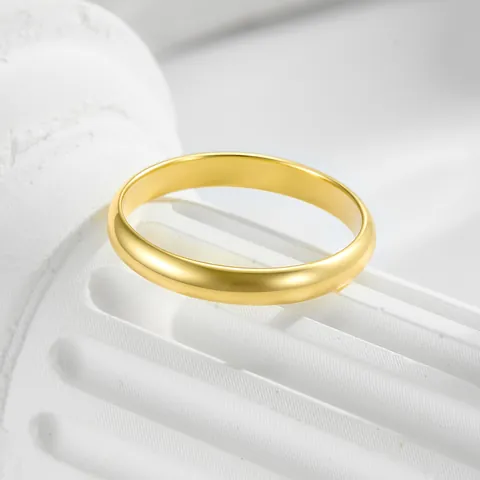 Minimalistischer 925 Sterlingsilber 14K Vergoldeter Schlichter Bandring 3mm Gewölbt Polierter Fingerring Für Damen Schmuck
