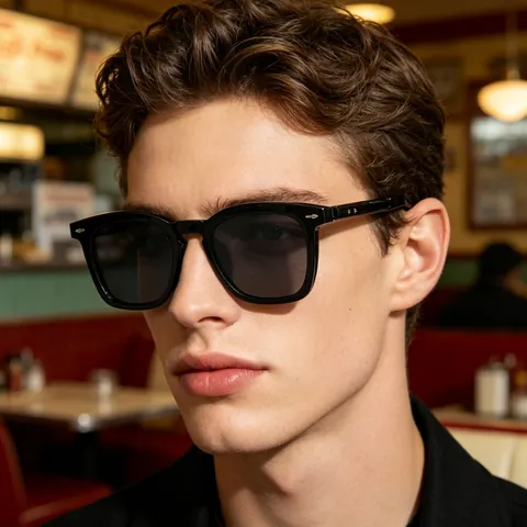 Square Frame Sunglasses For Men Vintage Retro Style UV400 Protection PC Lens TR Metal Hybrid Frame Fashion Eyewear