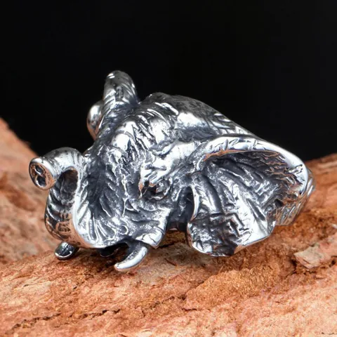 Anillo de Cabeza de Elefante de Acero Inoxidable Vintage Punk Gótico Animal 3D Textura Anillo para Hombres Hip Hop Rock Joyería de Moda