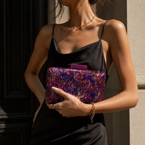 Evening Clutch Bag Acrylic Marble Texture Hard Shell Rectangular Party Handbag With Detachable Chain Strap For Women