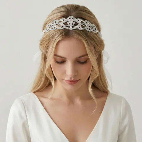 Fascia per Capelli da Sposa di Lusso con Strass Elegante Tocco Geometrico Traforato Accessorio per Capelli Matrimonio Donna