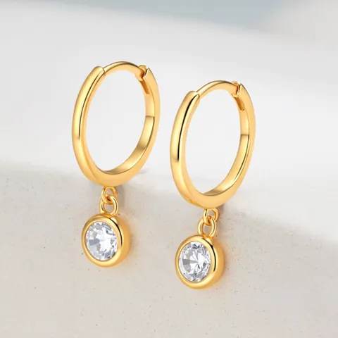 925 Sterling Zilver Minimalistische Druppel Oorbellen Voor Vrouwen Geometrisch Rond Zirconia Ingelegd Goud Zilver Sieraden