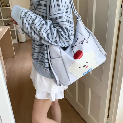Dames Leuke Cartoon Dier Hond Print PU Leer Tote Bag Grote Capaciteit Multifunctionele Schouder Rugzak Handtas Voor Dagelijks School Student Woon-werkverkeer