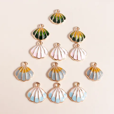 DIY Legering Gradiënt Emaille Schelp Conch Bedels Verguld Oceaan Serie Hangers Voor Sieraden Maken Armband Accessoires