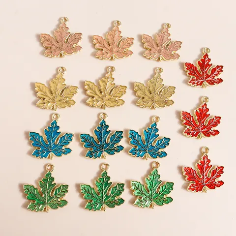 Enamel Maple Leaf Pendants For DIY Jewelry Making Zinc Alloy Leaf Charms For Earrings Necklace Bracelet Crafting Accessories