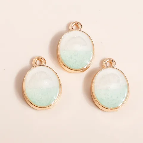 Alloy Enamel Oval Pendants DIY Jewelry Making Starry Sky Glitter Gradient Pendants For Necklace Bracelet Earring Accessories