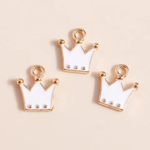 Alloy Enamel Crown Charms Gold Plated Princess Style Crown Pendants For DIY Bracelet Necklace Jewelry Making Women Girls