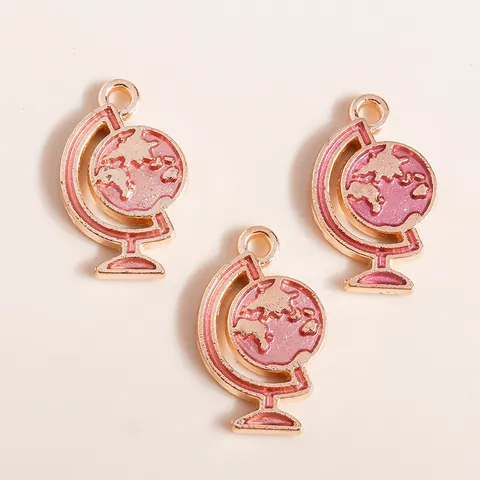 Pendentif Forme Globe en Émail et Alliage de Zinc pour Collier Bracelet Création de Bijoux Accessoire DIY Plaqué Or Seul