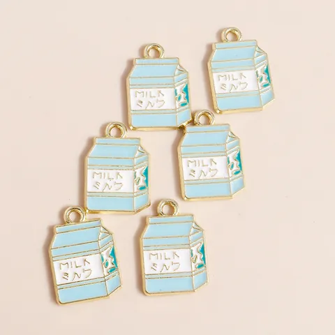 Simulation Milk Carton Enamel Charms Zinc Alloy Miniature Food Pendants For DIY Necklace Bracelet Jewelry Making Accessories