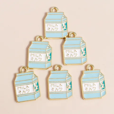 Simulation Milk Carton Enamel Charms Zinc Alloy Miniature Food Pendants For DIY Necklace Bracelet Jewelry Making Accessories