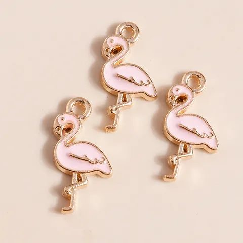 Enamel Flamingo Charms Alloy Animal Pendants For DIY Jewelry Making Necklaces Earrings Handcrafted Colorful Accessories