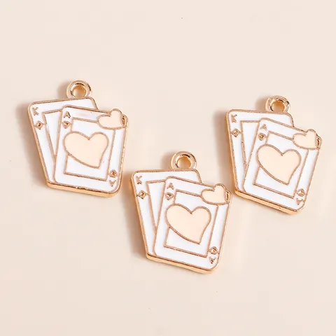 Alloy Enamel Poker Card Heart A K Charms Pendants For Jewelry Making DIY Earrings Necklace Bracelet Accessories
