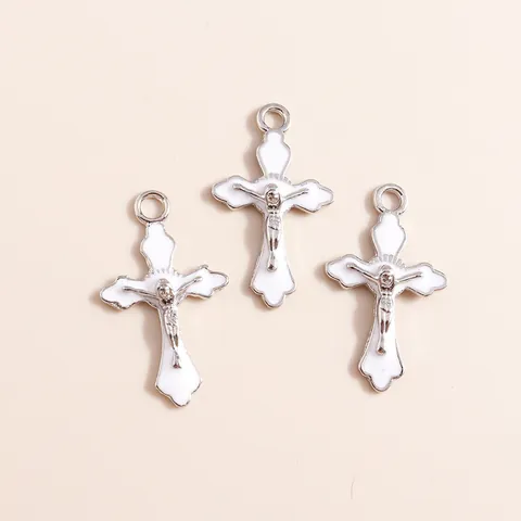 Ciondoli a Croce Crocifisso in Lega Smaltata Pendenti con Rilievo di Gesù per Creazione di Gioielli Collane Bracciali Fai-da-te Accessori Retro