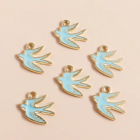 Cartoon Swallow Bird Enamel Pendants Zinc Alloy Oil Dripping Animal Charms Gold Plated DIY Jewelry Making Necklace Accessories For Women