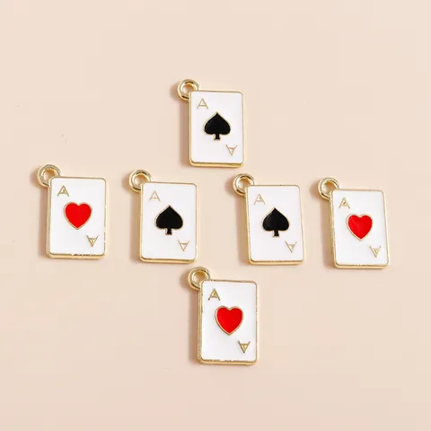 Pendentifs Charmes en Alliage Émaillé Cartes à Jouer As de Cœur et de Pique pour la Fabrication de Bijoux DIY Colliers Bracelets Accessoires Personnalisés