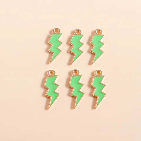 Pendientes de Rayo de Aleación y Esmalte Simples Para la Fabricación de Joyas DIY Collar Pulsera Accesorio Amuletos de Metal Coloridos