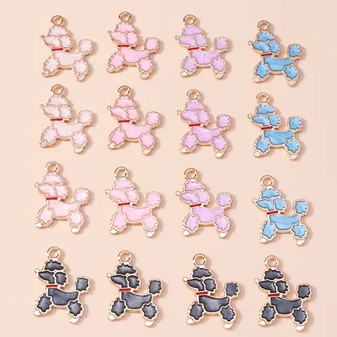 Cartoon Poodle Dog Alloy Enamel Charms For DIY Jewelry Making Pendants Cute Puppy Animal Drip Oil Jewelry Craft Accessories