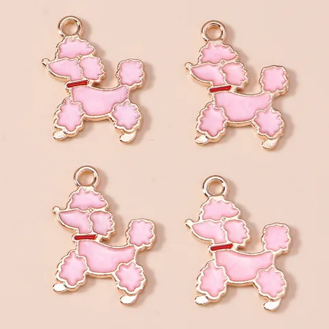 Cartoon Poodle Dog Alloy Enamel Charms For DIY Jewelry Making Pendants Cute Puppy Animal Drip Oil Jewelry Craft Accessories