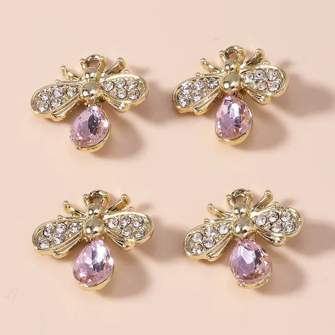 Vintage Alloy Bee Charms With Crystal Rhinestone Inlaid Exquisite Animal Insects Pendant For DIY Jewelry Making Accessories
