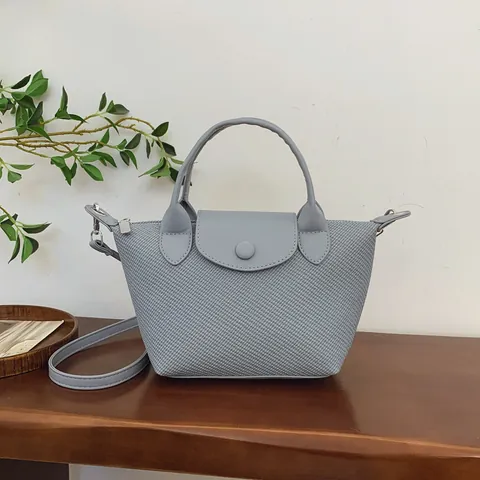 Women's French Retro Woven Texture Dumpling Bag PU Leather Small Tote Handbag Shoulder Crossbody Bag With Adjustable Strap