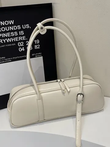 Women Minimalist PU Leather Baguette Underarm Bag Adjustable Double Straps Solid Color Large Capacity Daily Shoulder Bag