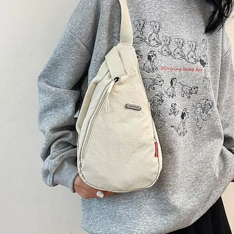Fashion Oxford Fabric Chest Bag For Women Men Casual Minimalist Crossbody Bag With Adjustable Strap Solid Color Daypack