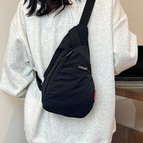 Fashion Oxford Fabric Chest Bag For Women Men Casual Minimalist Crossbody Bag With Adjustable Strap Solid Color Daypack