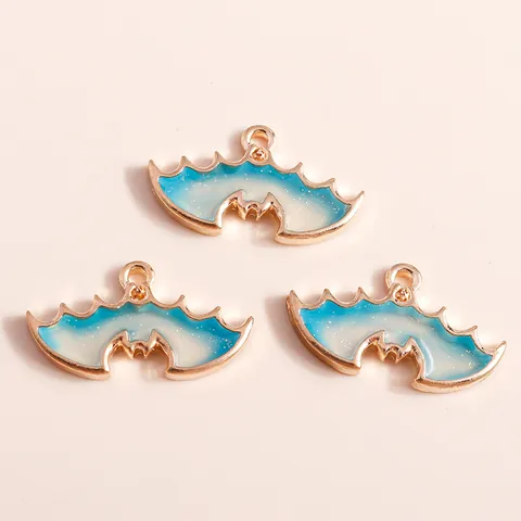 Alloy Bat Wing Charms With Gradient Enamel Glitter For Halloween Jewelry Making DIY Necklace Earrings Pendant Accessories