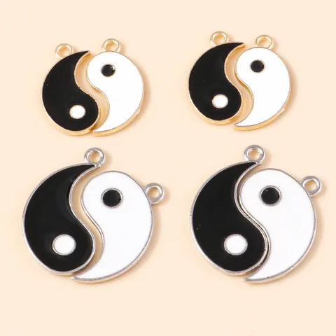 Alloy Yin Yang Tai Chi Pendants Enamel Oil Dripping Charms For DIY Jewelry Making Necklace Bracelet Accessory Chinese Style Women Men
