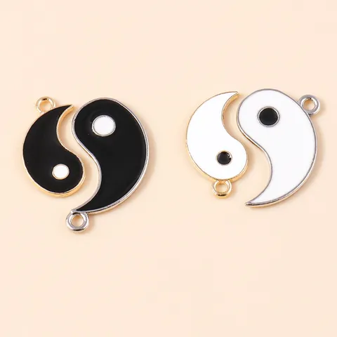 Alloy Yin Yang Tai Chi Pendants Enamel Oil Dripping Charms For DIY Jewelry Making Necklace Bracelet Accessory Chinese Style Women Men