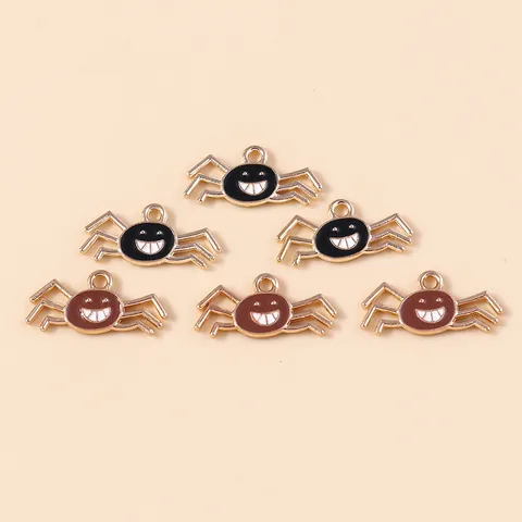 Funny Cartoon Spider Alloy Enamel Charms For Halloween DIY Jewelry Making Necklace Bracelet Pendants Smile Face Accessories