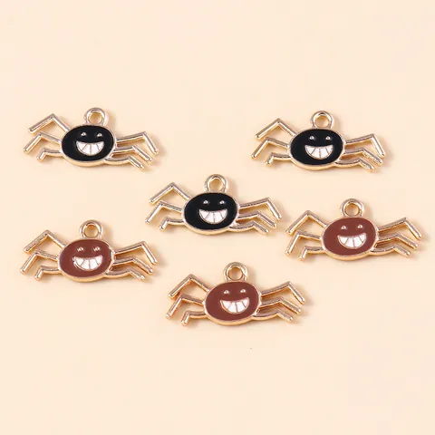 Funny Cartoon Spider Alloy Enamel Charms For Halloween DIY Jewelry Making Necklace Bracelet Pendants Smile Face Accessories