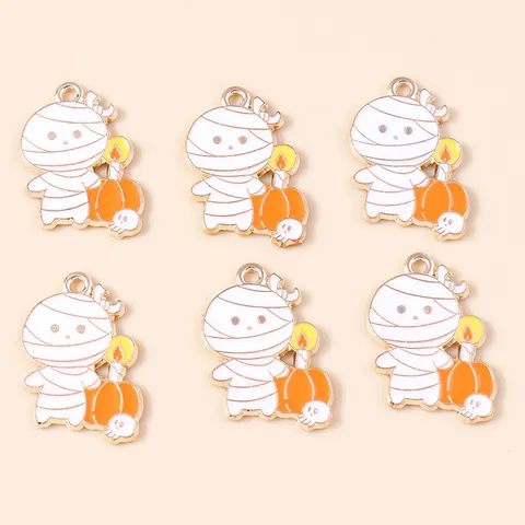 Pendentifs en Alliage Émaillé Halloween Dessin Animé Momie Citrouille Crâne Pour Fabrication de Bijoux DIY Bracelet Collier