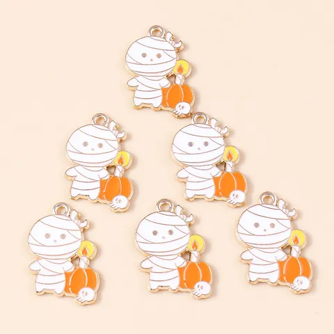 Pendentifs en Alliage Émaillé Halloween Dessin Animé Momie Citrouille Crâne Pour Fabrication de Bijoux DIY Bracelet Collier
