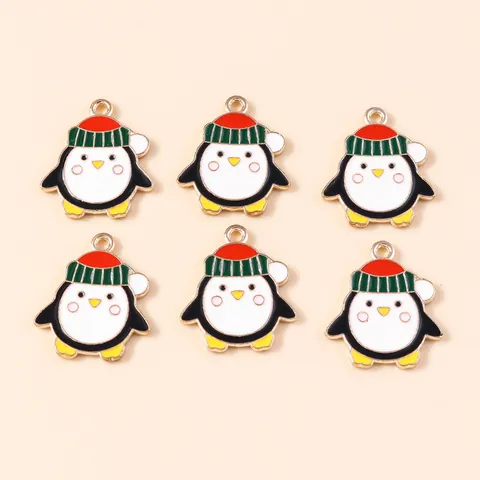 Cartoon Weihnachten Pinguin Tier Legierung Emaille Anhänger Charm Für DIY Schmuckherstellung Zubehör Winter Pinguin Handwerk Geschenk