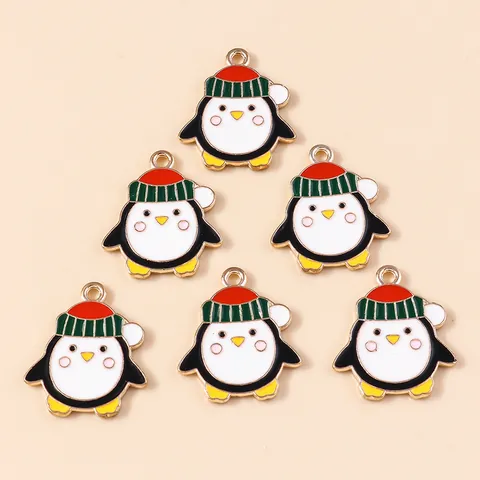 Cartoon Weihnachten Pinguin Tier Legierung Emaille Anhänger Charm Für DIY Schmuckherstellung Zubehör Winter Pinguin Handwerk Geschenk