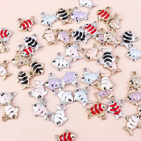 Alloy Tropical Fish Koi Carp Charms Enamel Oil Drip DIY Jewelry Making Accessories For Earrings Keychain Necklace Gift