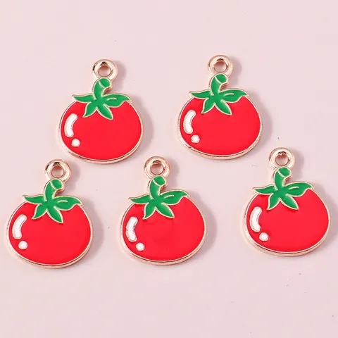 Tomaat Vorm Emaille Zinklegering Charms Hangers Voor DIY Sieraden Maken Kettingen Oorbellen Armbanden Rode Vrucht Accessoires