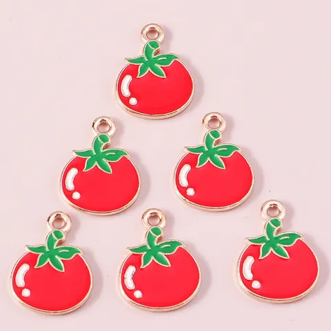 Tomaat Vorm Emaille Zinklegering Charms Hangers Voor DIY Sieraden Maken Kettingen Oorbellen Armbanden Rode Vrucht Accessoires