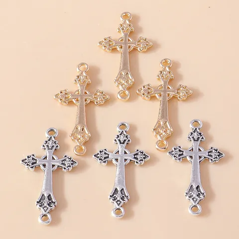 Pendentifs en Alliage de Croix Rose Évidée Accessoires de Fabrication de Bijoux DIY Breloques de Style Gothique Vintage