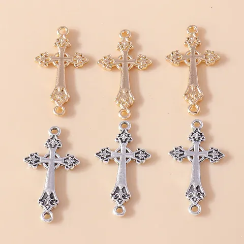 Pendentifs en Alliage de Croix Rose Évidée Accessoires de Fabrication de Bijoux DIY Breloques de Style Gothique Vintage
