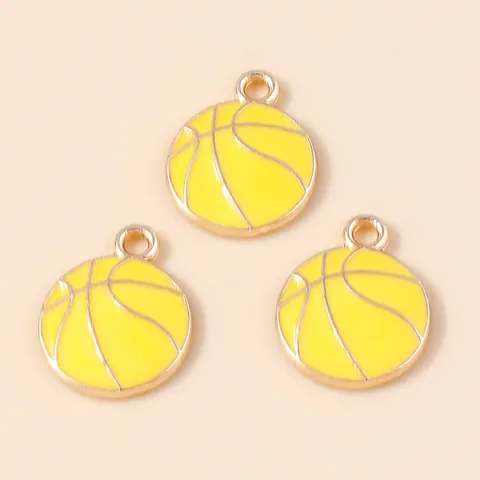 Zinc Alloy Basketball Enamel Charms Sporty Ball Shaped Pendants For DIY Jewelry Making Necklace Bracelet Keychain Accessory
