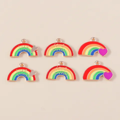 Zinc Alloy Rainbow Heart Enamel Charms For DIY Jewelry Making Love Wins Letters Pendants For Bracelets Necklaces Earrings