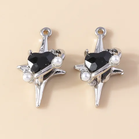 Beloques Bijoux DIY Alliage Cœur Zircone Incrusté Étoile du Nord Croix Pendentifs Avec Künstliche Perles d'Imitation Style Goth Y2K Accessoires Bijoux